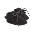 Baby Girls Boys First Walkers Tassel Lace-Up Nubuck Leather Shoes Soft Bottom Prewalkers Black L