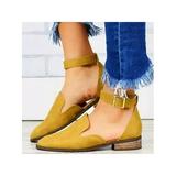 Avamo Women Low Square Heels Fashion Soft Sandals Elastic Ankle Strap Closed Toe Shoes