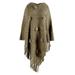 Women V-Neck Solid Hairball Tassel Sweater Coat Loose Knitted Shawl Cardigan