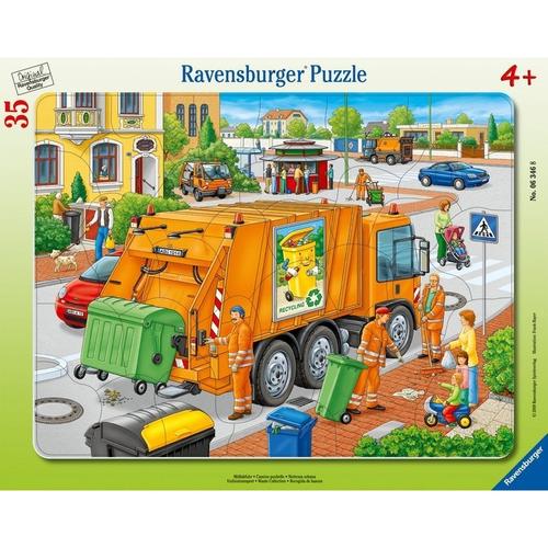 Ravensburger Kinderpuzzle - 06346 Müllabfuhr - Rahmenpuzzle für Kinder ab 4 Jahren, mit 35 Teilen