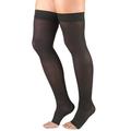 Truform Women's Stockings, Thigh High, Open Toe: 20-30 mmHg, Black, Large