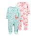 Child of Mine by Carter's Newborn Baby Girls Interlock Cotton Sleep N' Play Footed Pajamas, 2-Pack (Preemie-6/9M)