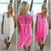 Women's Elegant Commuting Sexy Solid Color Lace Stitching Chiffon Hollow Crocheted Beach Dress