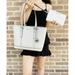 Michael Kors Jet Set SM Top Zip Tote Aluminum Grey + White Double Zip Wristlet