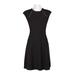 London Times Embellished Crew Neck Cap Sleeve A-Line Zipper Back Crepe Dress-BLACK