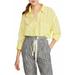 FREE PEOPLE Womens Yellow Cuffed Collared Button Up Top Size: M