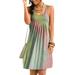 Winnereco Women Tie Dye Printing Slip Dress Sleeveless Loose Dresses (Green Pink XL)