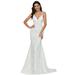 Ever-Pretty Womens Elegant Lace Floor Length Wedding Party Bridal Dress 00254 White US8
