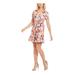 NY COLLECTION Womens Coral Floral Short Sleeve Scoop Neck Above The Knee Trapeze Party Dress Size PS