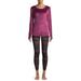 ClimateRight by Cuddl Duds Women's Velour 2-Piece Long Underwear Top and Legging Thermal Set