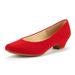 Dream Pairs Women Fashion Heel Pump Shoes Low Chunky Slip On Round Toe Shoes Comfort Pumps for Work Mila Red/Suede Size 6
