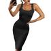 Women's Sexy Bodycon Sleeveless Pencil Knee Length Club Tank Dress