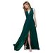 Amelia Couture Womens Dark Green Sleeveless V-Neck Maxi Dress