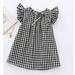 Seyurigaoka Little Girls Summer Princess Dress Plaids Bowknot Flying Sleeves Dress