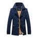 Meihuida Winter Coat Long-sleeve Trench Coat Classic Mid-length Casual Men Windbreaker