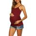 MAWCLOS Women Maternity Active Stretchy Tank Top Sleeveless Workout Jogging Athletic Pregnancy Shirt Basic Tank Tops