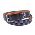 Childrens Kids 2 Row Metal Pyramid Studded Leather Belt W/ Removable Buckle - Black And Grey / S