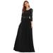 Ever-Pretty Womens Lace Plus Size Long Prom Dresses for Women 74123 Black US24