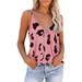 Sexy Dance Women Spaghetti Strap Tank Top Sexy V Neck Cami Sleeveless Backless T Shirts Tops for Lady Pink 4XL(US 18-20)