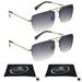 proSPORT Bifocal Sunglass Readers Tinted Aviator Men Women Silver Frame Grey Lens 2 Pairs