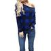 Sexy Dance Plaid Shirts For Women One Off Shoulder Casual Long Sleeve Collared Pullover Tops Bouse Vintage Shirts Tops