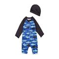 Binwwede Baby Boys Kid Swimsuit Long Sleeve Fish Zipper Romper One-Piece Bathing Suit Caps Beachwear MHX