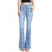 Angry Rabbit Women's Juniors High Rise Button Star Print Denim Flares (26, Star Medium)