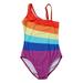 Kid Teen Girl Colorful Monokini Swimsuits One Piece Rainbow Stripe Bathing Suits Swimwear Girls' swimsuit