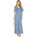 Alexis Women's Jameela Knotted Maxi Dress, Large, Shell Blue Linen