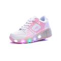 LUXUR Unisex Kids LED Lights Skate Shoes Fashion Gift Single Wheel Sneaker Lace Up Shoes