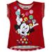 Disney Toddler Girls Minnie Mouse Polka Dot Glitter & Bows Tee Shirt