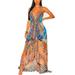 UKAP Summer Halter V Neck Maxi Dresses for Women Casual Swallowtail Long Dress Sleeveless Backless Boho Dress Party Holiday Travel Sundress