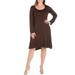 24seven Comfort Apparel Plus Size Classic Long Sleeve Flared Mini Dress