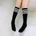 Babys Girls Boys Knee High Socks Long Leg Warmer Football Strips Cotton Old School Soccer Boots White Sport Socks