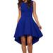 Mnycxen Women's Sexy Summer Dress Women Fashion Round Neck Unique Ruffle Dress Fold Backless Hepburn Mini Dress