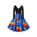 UKAP Womens Long Sleeve Skater Dress Casual Halloween Party Flared A-Line Swing Dress V-Neck Printed Vintage Party Dress