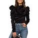 Elegant Women Stain Silk Shirts Bow Neck Long Sleeve Office Casual Tops Blouse