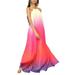 Women Sleeveless Halter Neck Long Dress Summer Tie Dye Loose Maxi Dress for Ladies Party Holiday Chiffon Beach Sundress