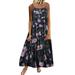 MIARHB Plus Size Skirt Floral Print Print Dress Women Plus Size Button Loose Sleeveless Boho Retro Linen Print Long Maxi Dress