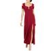 R & M Richards Women's one Piece Long Missy Cold Shoulder Gown, Red, 12