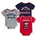 Newborn & Infant Navy/Red/Gray New England Patriots Rookie 3-Pack Bodysuit Set