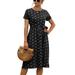 Sexy Dance Women Casual Polka Dot Print Dress Summer Bohemian Beach Swing Dress A Line Loose Fashion Button Dresses