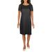 Anne Klein Womens Wide Neck Short Sleeve Shift Dress