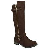 Forever Link Mango-23 Suede Two Buckles Knee High Brown Suede Riding Boots (8, Brown)