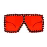 Large Gem Rhinestone Jewel Oversize Mob Sunglasses All Red