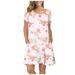 MIARHB Plus Size Skirt Floral Print Women Dress Women Summer Short Sleeve Flower Printed Pockets Sundress Casual Swing Dress