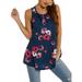 Womens Summer Floral Tank Tops Flowy Sleeveless Button Sleeveless Blouse Shirt