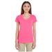 The Gildan Ladies Performance 47 oz V-Neck Tech T-Shirt - SAFETY PINK - XS