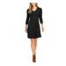 JESSICA HOWARD Womens Black Long Sleeve V Neck Above The Knee Fit + Flare Dress Size S