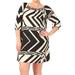 Women's Plus Size Pull On Fashion Casual Printed Relaxed 3/4 Sleeves Mini Dress